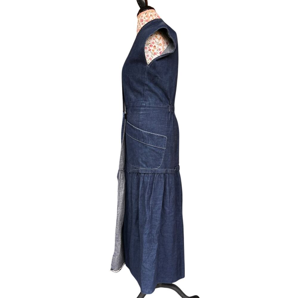 Zero + Maria Cornejo Mia Denim Midi Wrap Dress sz 8 Medium Organic Cotton Blue - Picture 5 of 12
